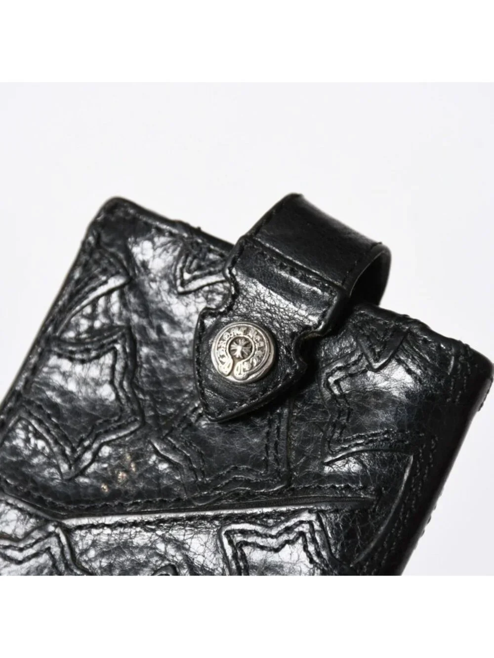 Chrome Hearts Cemetery Cross Patch Card Case Black Silver Scroll Label Logo 925